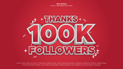 thanks 100k followers 3d text effect