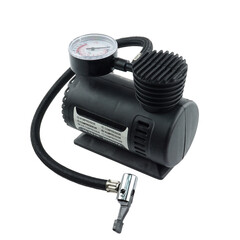 Black Compressor isolated on transparent background. Car portable electric air compressor
