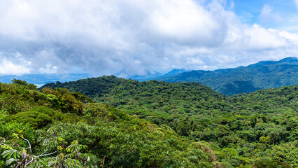 aerial photo of monteverde national park in costa rica, famous cloud forest with unique vegetation, tropical rainforest in the mountains