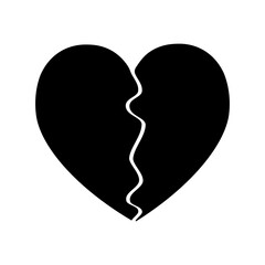 Broken heart silhouette on white background