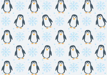 Cute penguin seamless pattern. Vector design for paper covers interior decoration of fabrics and other users