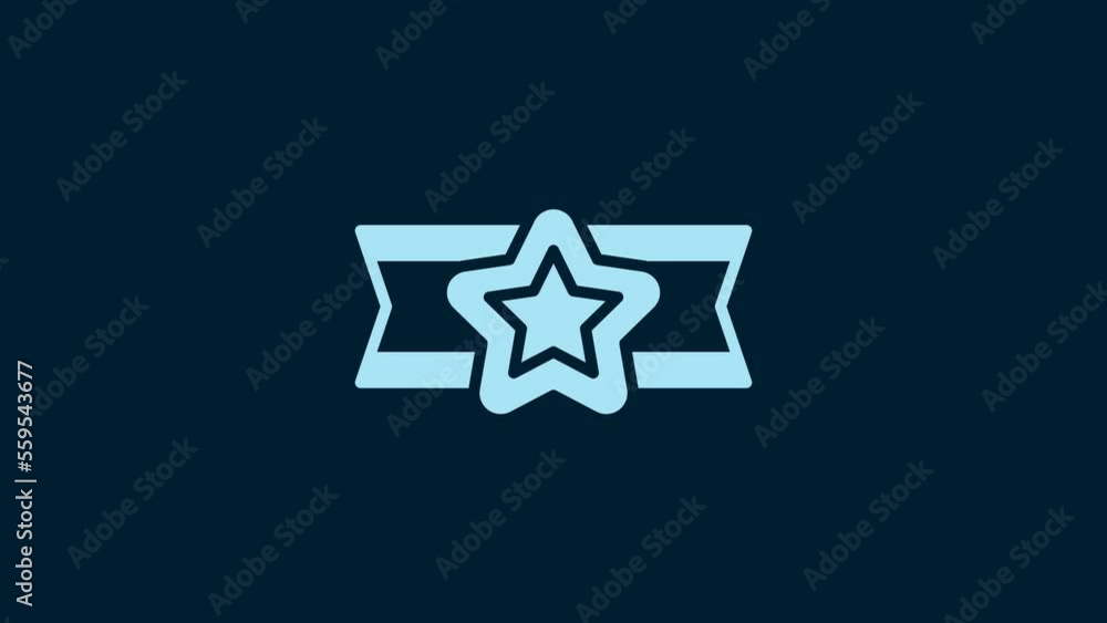 Poster white star american military icon isolated on blue background. military badges. army patches. 4k vid