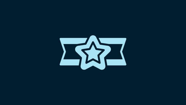 White Star American military icon isolated on blue background. Military badges. Army patches. 4K Video motion graphic animation