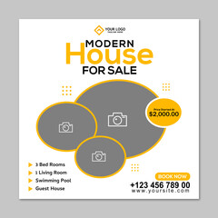 Real estate house property instagram post or social media banner template.