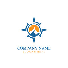 Compass and mountain logo template. Logo design for adventure or travel inspiration.
