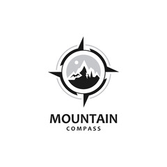 Compass and mountain logo template. Logo design for adventure or travel inspiration.
