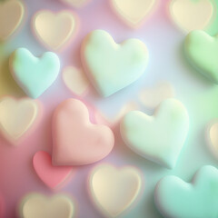 Abstrakte Pastell Hintergrund mit Herzen - Konzept Muttertag, Valentinstag, Geburtstag - Fr&uuml;hlingsfarben 