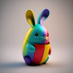 Funny cute rabbit made of easter egg, created with Generative AI technology