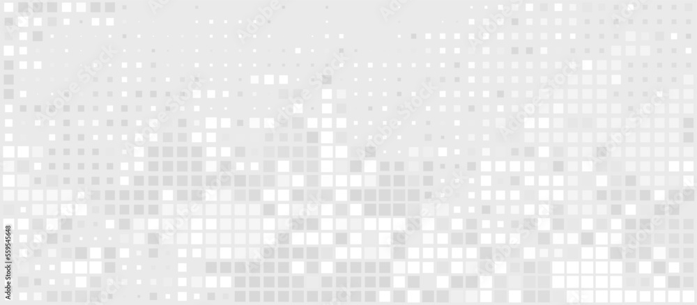 Poster Mosaic background with small gray squares. Monochrome vector pattern