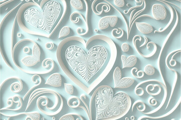 Weisse Herzen aus Papier handgeschnitzt