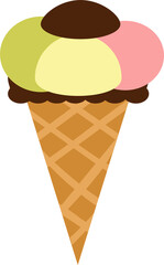 Fruit Ice cream. Popsicles in a waffle cone Design element