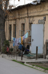 Clothes drying in the street 