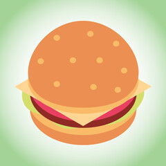 burger and fries. Cartoon burger vector isolated illustration