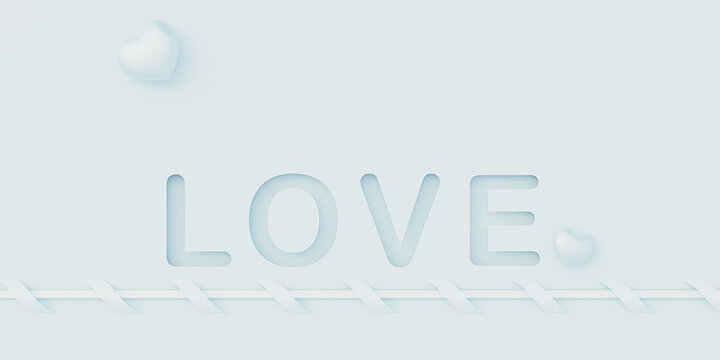 valentine background in soft tones Paper cut art Sweet heart 3D illustration