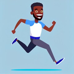 Fototapeta na wymiar running man running illustration, athlete sprint during competition, dark skin runner race and workout