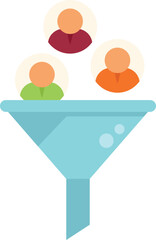 Client database funnel icon flat vector. Crm data. Account analysis isolated