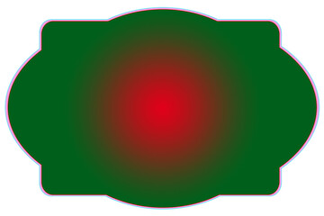 closeup the green red border banner shape design on the white background.