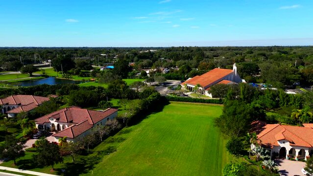 Aerial drone video Broward Church Davie FL USA