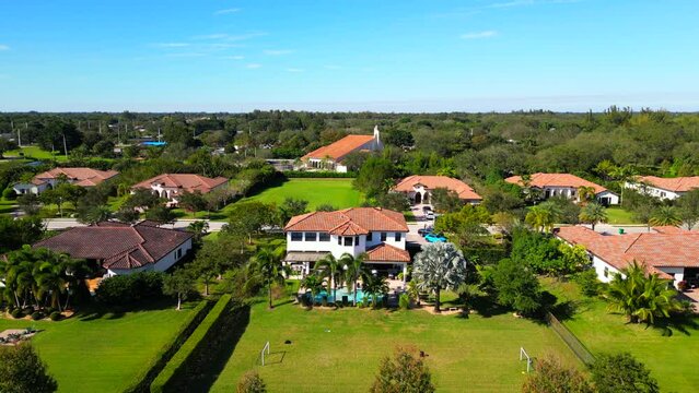 Aerial video of luxury homes with huge backyards