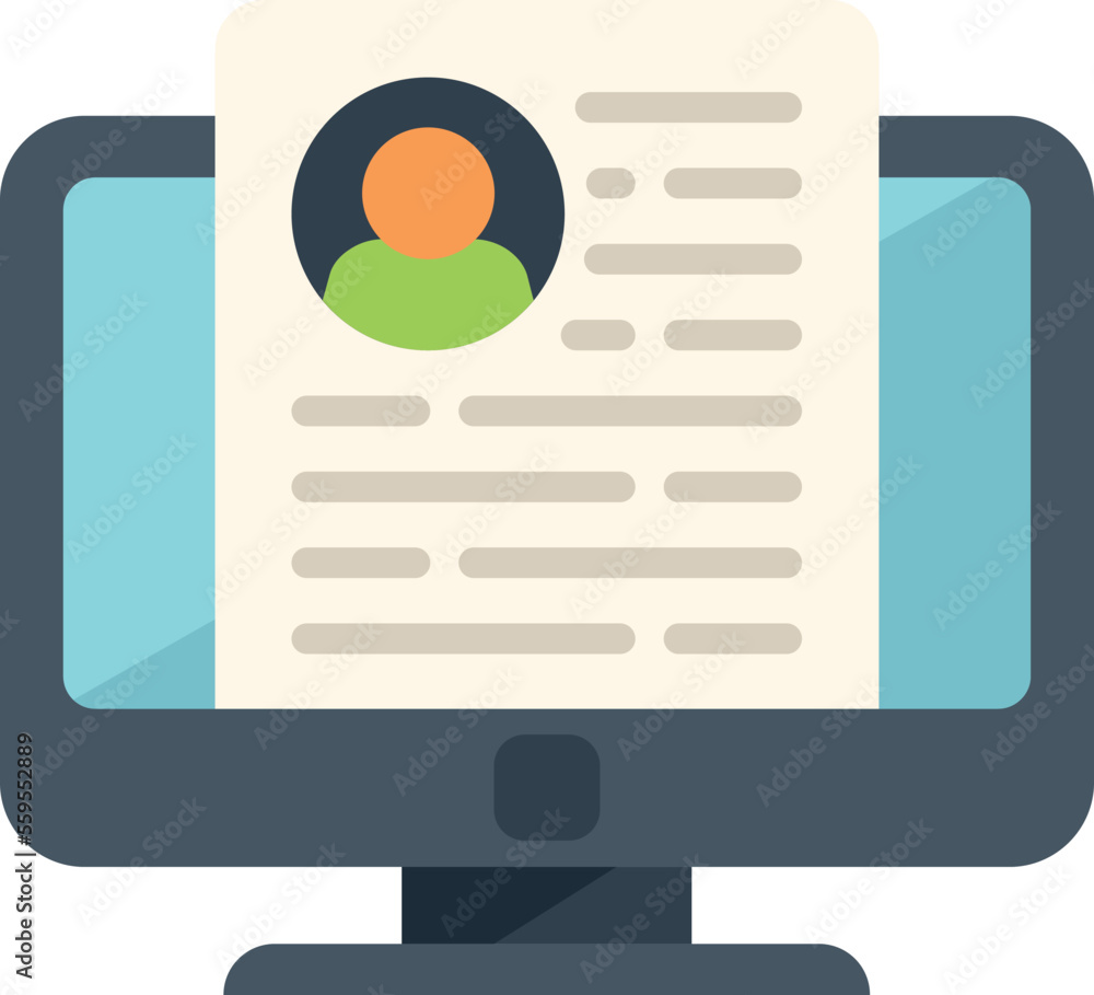 Poster monitor system icon flat vector. platform database. consumer access isolated