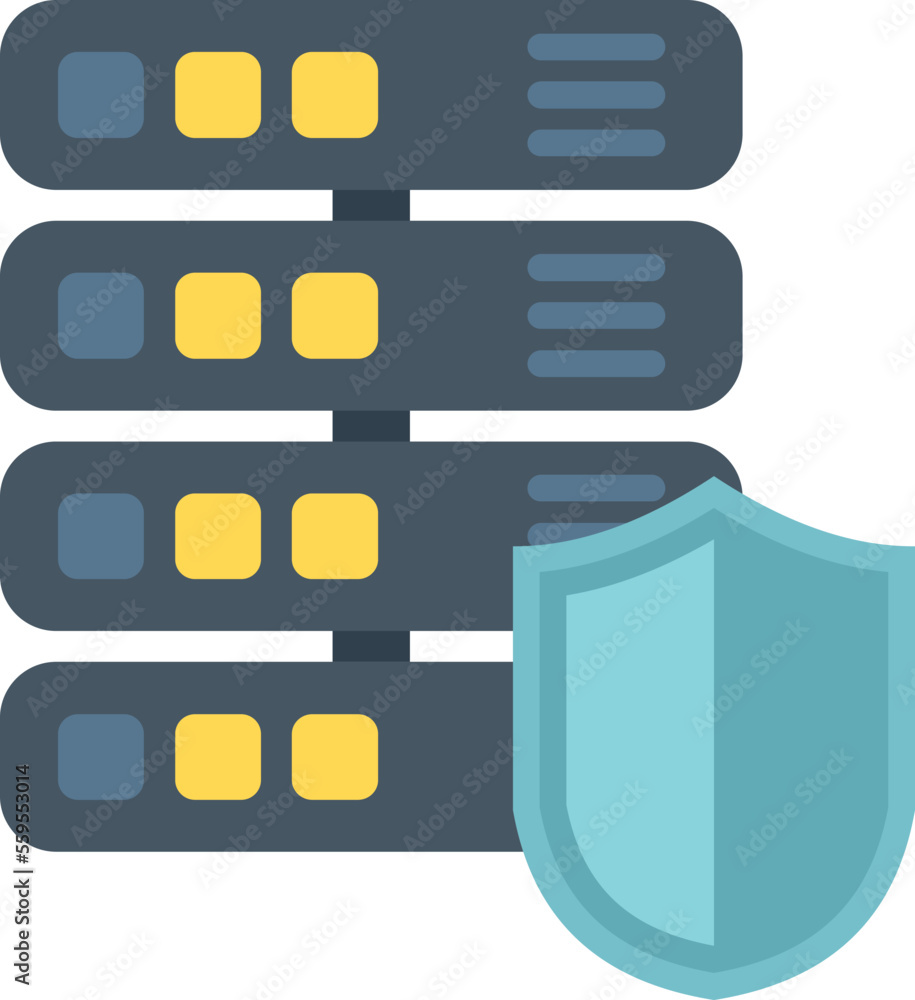 Poster secured server icon flat vector. platform system. account strategy isolated