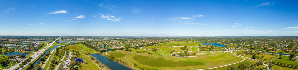 Fototapeta na wymiar Aerial panorama Vista View Park Davie FL