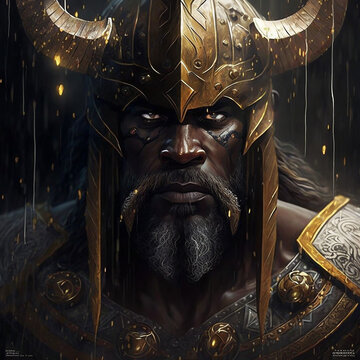 Norse mythology god Heimdall. Created with Generative AI technology. Stock  Illustration