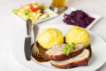 bavarian roasted pork with dumplings