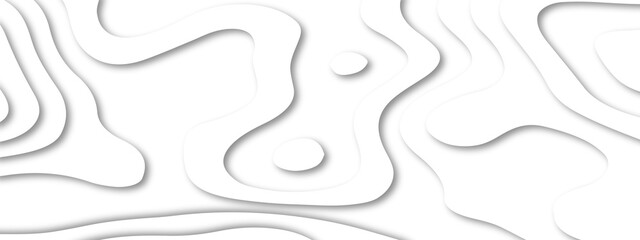 Abstract wavy white liens paper cut background with shadow. Topographic canyon geometric map relief texture. Abstract realistic Papercut decoration background. Abstract papercut wavy line background.