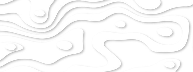 Abstract wavy white liens paper cut background with shadow. Topographic canyon geometric map relief texture. Abstract realistic Papercut decoration background. Abstract papercut wavy line background.