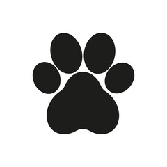 Black animal paw print isolated on white background. Vector illustration - 559554214