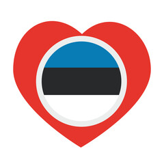 National flag of Estonia, round icon, heart icon , PNG