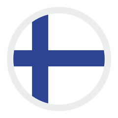 Obraz premium National flag of Finland, round icon, and location sign PNG