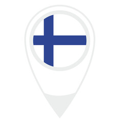Obraz premium National flag of Finland, round icon, and location sign PNG