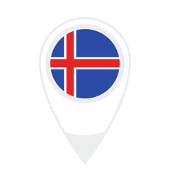 National flag of Iceland, round icon,  and location sign PNG