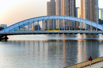 Eitai Bridge, Eitai-bashi, bridge over Sumida river, Chuo, Central Ward, Chuo-ku City, Tokyo, Japan, Asia