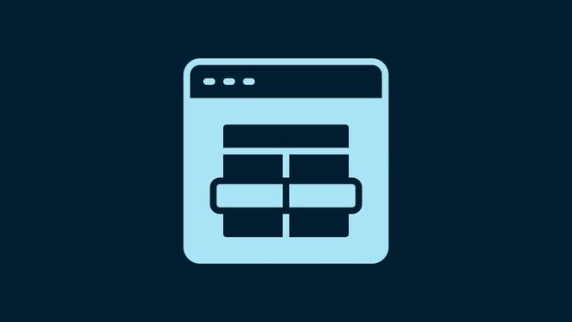 White MySQL code icon isolated on blue background. HTML Code symbol for your web site design. 4K Video motion graphic animation
