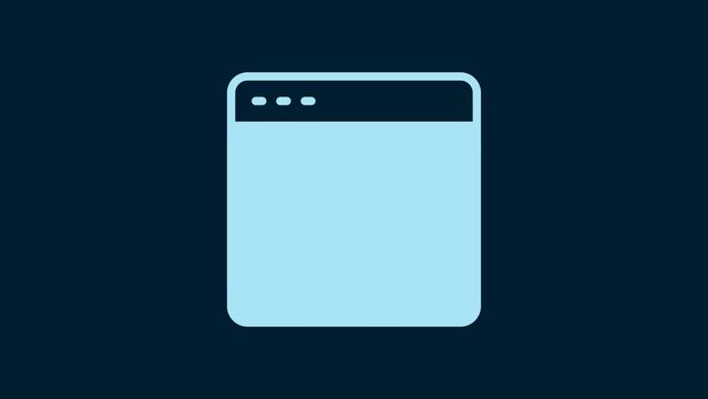 White Browser window icon isolated on blue background. 4K Video motion graphic animation