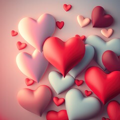Beaucoup de coeurs, papier peint, pour la Saint-Valentin, multicolore avec des couleurs pastel et rouges