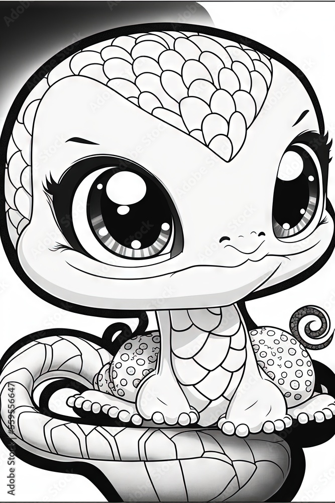 Poster a cartoon character with a snake on it's back and a black and white background with a black and whit