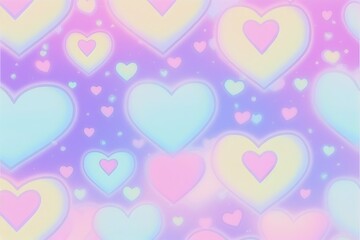 Colorful background with hearts. Digital illustration