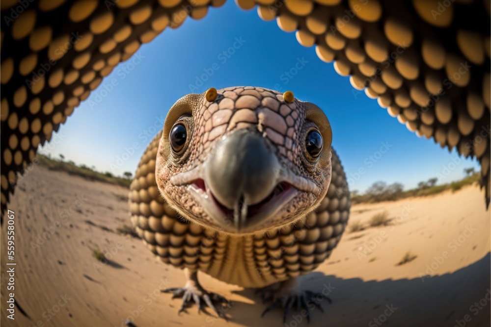 Aufkleber a close up of a bird with a sky background behind it and a bird with a large beak and a large beak, 