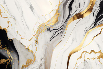 Abstract marble gold and white background. Beautiful waves texture