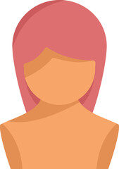 Girl wig icon flat vector. Head hair. Long hair isolated