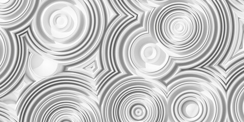 Fototapeta na wymiar Concentric white rings or circles background pattern wallpaper banner flat lay top view from above