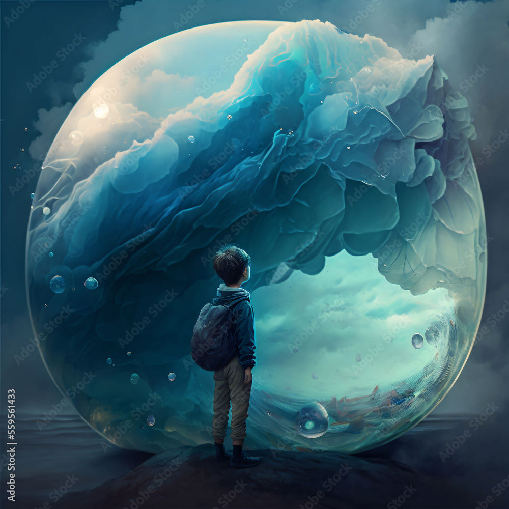 Canvas Prints little boy dreaming about his future. designed using generative ai