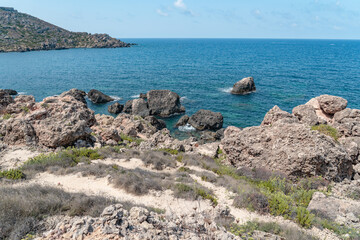 Fototapeta na wymiar Nature in Malta with the blue sea. 
