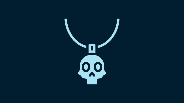 White Necklace amulet icon isolated on blue background. 4K Video motion graphic animation