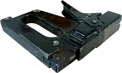 Isolated large used black workshop stapler