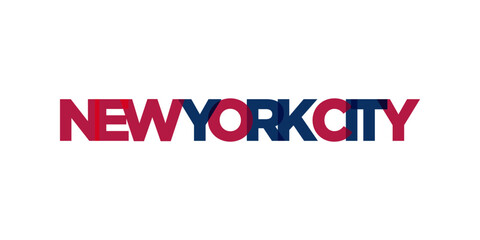 New York City, USA typography slogan design. America logo with graphic city lettering for print and web.